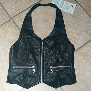 Leather halter top